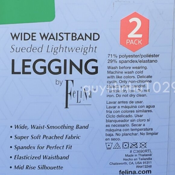 Felina wide waistband sueded lightweight legging 2 pack - Picture 8 of 8